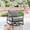Armen Living Royal Outdoor Patio Swivel Glider Lounge Chair in Black Aluminum and Teak Wood with Cushions 840254332539 - alternate 7